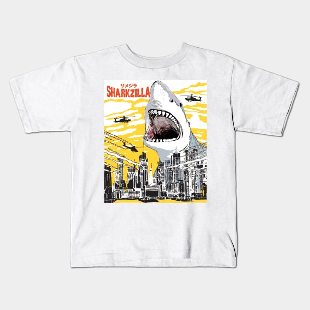 Sharkzilla Funny Shark Gift Shark Lovers Kids T-Shirt by Essinet
